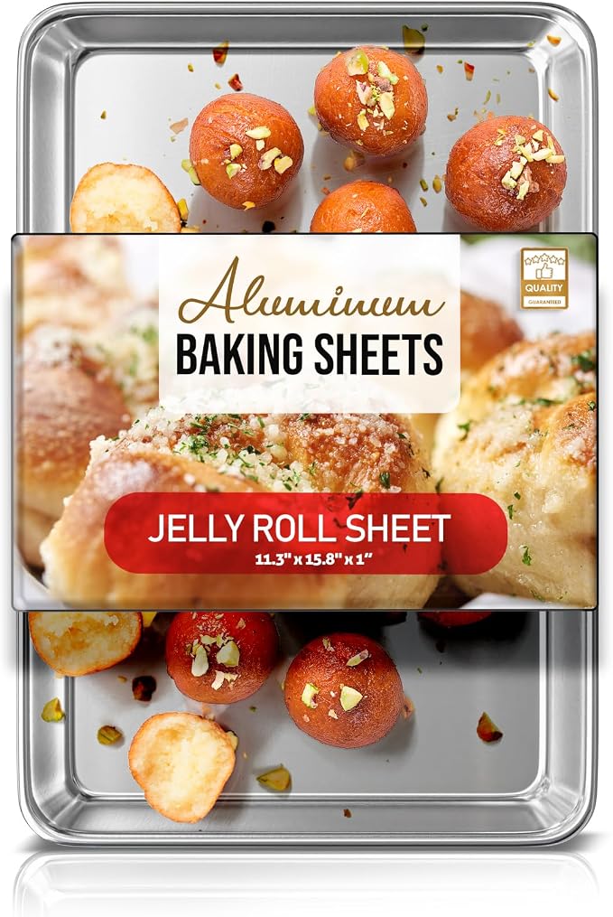 Eatex Aluminum Baking Sheet, Steel Cookie Sheet, 15” x 10” Baking Pan, Warp Resistant Cookie Sheets for Baking Nonstick, Baking Sheets for Oven, Durable Jelly Roll Pan, Durable Sheet Pans for Baking