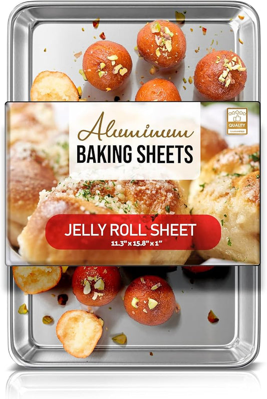 Eatex Aluminum Baking Sheet, Steel Cookie Sheet, 15” x 10” Baking Pan, Warp Resistant Cookie Sheets for Baking Nonstick, Baking Sheets for Oven, Durable Jelly Roll Pan, Durable Sheet Pans for Baking