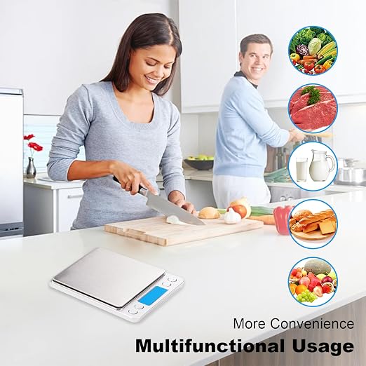 UNIWEIGH Digital Kitchen Scale,3kg/0.1g Pocket Food Scale Measure in Grams and oz for Loss Weight,Cooking Baking,Jewelry,High Precision Gram Scale with 6 Units,Small Coffee Scale with 2 Trays,LCD,Tare