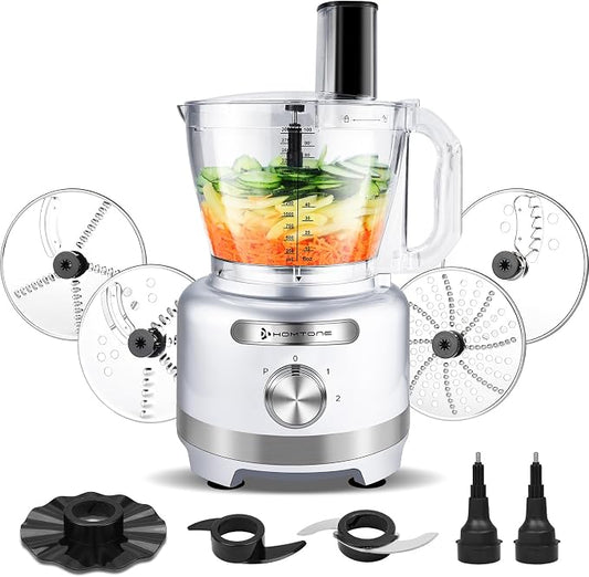 Homtone 16 Cup Food Processor large, 9-in-1 for home Kneader, French Fries | Multifunctions for Cheese Grating, Salad Veggie Chopper/ Slice/Julienne, Shred Large Family Week Meal Prep, Dishwasher Safe