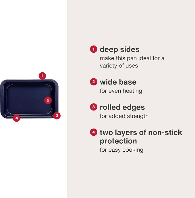 Zyliss E980190 Non-Stick Oven Tray | 30cm x 20cm | Carbon Steel | Dark Blue | Baking Tin/Bakeware/Roasting | Dishwasher Safe | 5 Year Guarantee