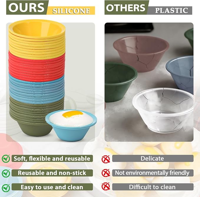 Webake 36 Pcs Platinum Silicone Puto Molder Filipino Small-Size, 2.2" Reusable Kutsinta Molder for Steamer, Plastic Replacement Baking Cup, BPA-Free and Non-Stick, Great for Bite-Size Muffin, Tart