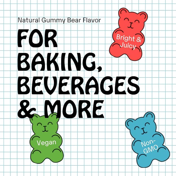 Supernatural Gummy Bear Flavor Drops - Vegan, Non-GMO Natural Flavoring, Unsweetened, Zero Calorie. Juicy Candy Taste for Food Crafts, Desserts, Water, Candy, Kids Smoothies, and More. 30ml 1oz