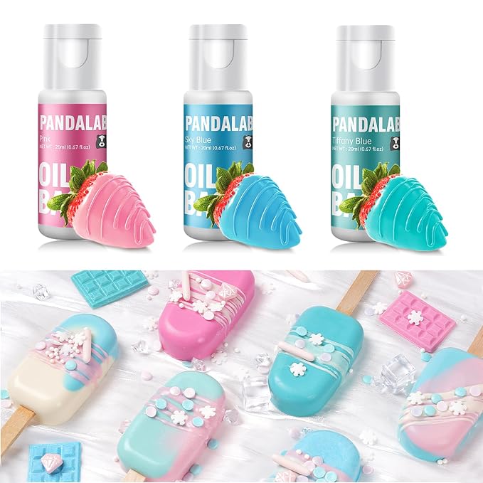 Oil Based Food Coloring for Chocolate, Candy Melts, Donuts, Strawberries, Frosting, Cake, Professional Edible Dye for Baking - 80 Milliliters 2.7 Fl.Oz (20ml set (Pink/Tiffany/Blue))