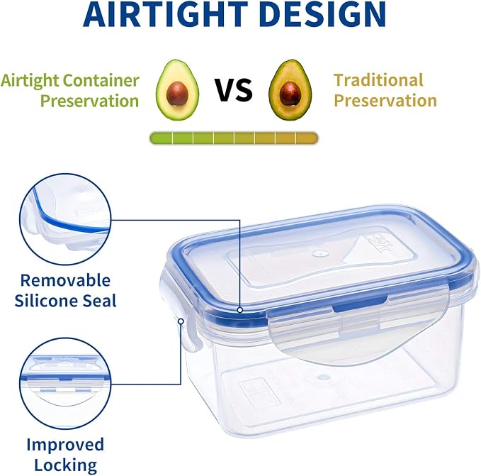 KIGI Multi-Pack Small Plastic Food Storage Containers Set, BPA-Free Plastic, Airtight Lids, Leakproof for Meal Prep, Snack & Lunch, Mini Bento Box, 6 oz / 0.75 Cup, 12 Piece Set