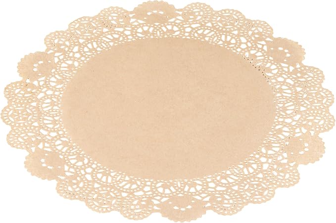 Restaurantware-Pastry Tek 12 x 12 Inch Paper Lace Doilies, 4000 Disposable Table Doilies - Elegant Lace Finish, Long Lasting, Kraft Paper Placemat, for Pastries, Cupcakes, Desserts