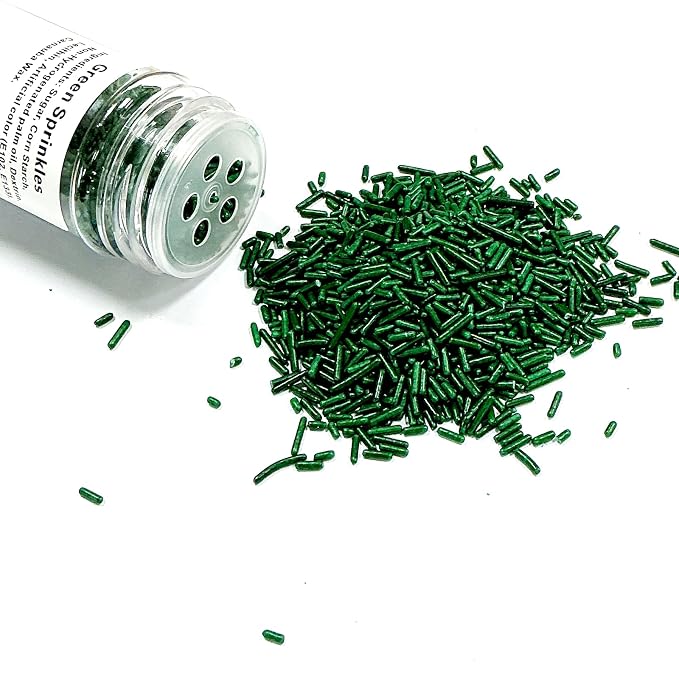 Homipooty Green Soft Jimmies Sprinkles Edible Candy Jimmies Sprinkles for Cake Decorating 78g/2.75oz Cookie Cupcake Topper Ice Cream