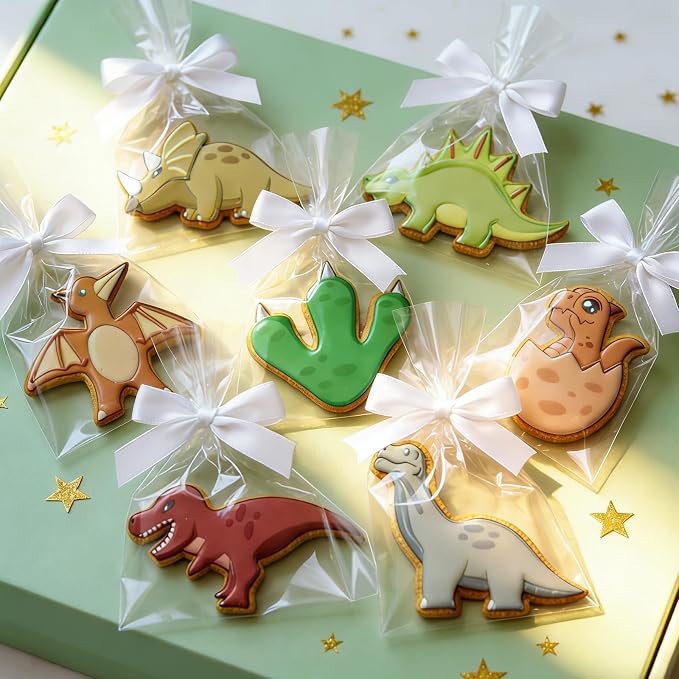 New Dinosaur Cookie Cutter Set - 7 Piece Stainless Steel Fun Dino Cookie Cutter for Kitchen, Baking, Dinosaur Birthday Party Supplies