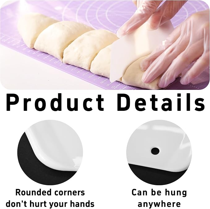 pson 3Pcs Plastic Trapezoidal Scraper, Food-Grade Kitchen Tools for Bread, Cake, Pizza, Multi-Purpose Baking Accessories(3 Size, White)