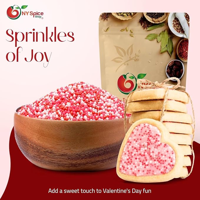 NY Spice Shop Pink, Red, White Nonpareils Mix - 5 Pound Colorful Candy Sprinkles - Pink White Red Nonpareils Candy - Candy Sprinkles for Decorating Cupcakes, Cookies, Chocolates and Desserts