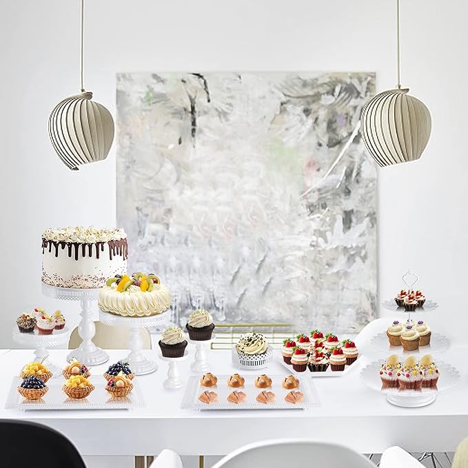 Hedume 10-Set Cake Stands, Metal Cupcake Stand Set with Multiple Combination Styles, Dessert Plate Cake Serving Tray Candy Fruit Display Tower for Wedding, Birthday Party, Anniversary, Baby Shower