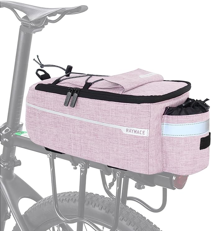RAYMACE Bike Rear Rack Bag, Bike Trunk Cooler Bag, Bicycle Pannier for Warm or Cold Items (Pink)
