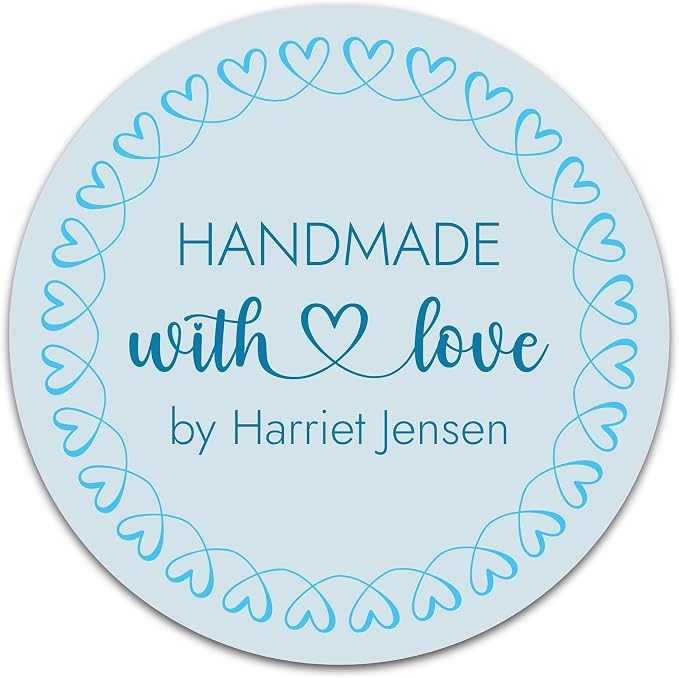 Personalized Handmade with Love Stickers – Custom 2" Round Packaging Labels for Small Business Orders, Gifts, Boxes & Envelopes (50–1000 Stickers) (Ring of Hearts)