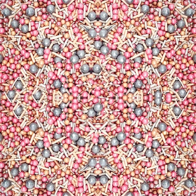 Confect Fusion Sprinkle Mix – Pink & Silver Sprinkles with Metallic Sugar Pearls – Edible Cake Decorations for Cupcakes, Cookies & Desserts – Baking Toppings | Vegan, Gluten-Free, Soy-Free, Dairy-Free, Palm Oil-Free – 4.2 Oz