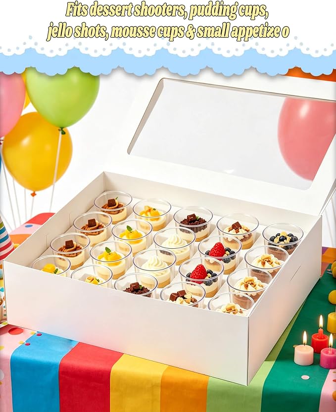 Esvara 6 Pack Cupcake Boxes for 24 Holder 3 Oz - Individual Cupcake Containers with Clear Window, Disposable Cupcake Holder Boxes for Bakery Display, Pastry Storage, Cupcake Carrier & Transport