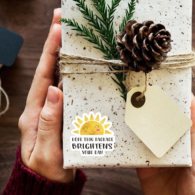 Muminglong 1.5 Inch Hope This Package Brightens Your Day Sun Stickers,Thank You Sticker,Small Shop Stickers, Small Business Packaging Sticker, 500 PCS