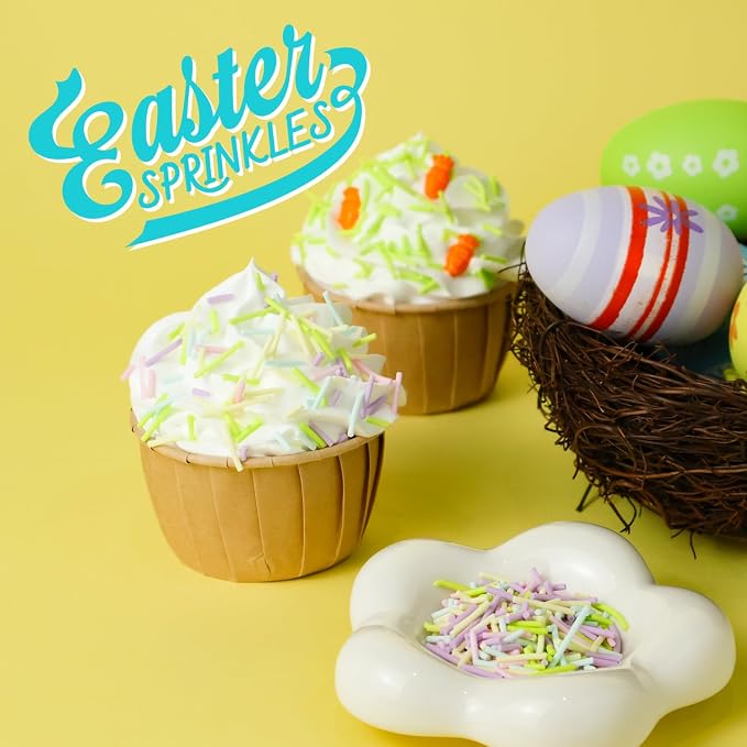Easter Jimmies Sprinkles Edible, Sujoygar 100g Pastel Sprinkles for Cake Decorating Cupcakes Dessert Ice Cream Baking Easter Spring Party Supplies Birthday Celebrations