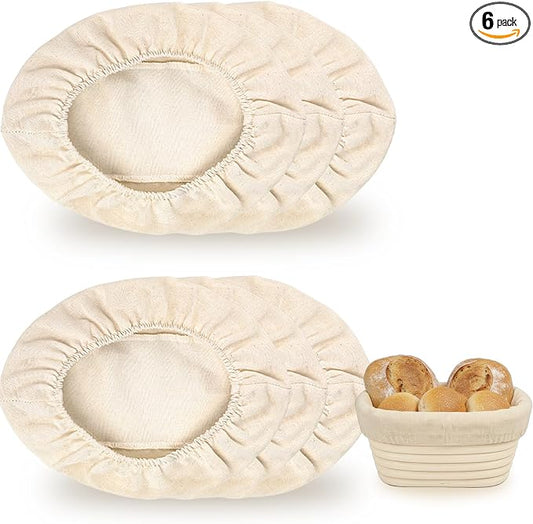 Bread Basket Liner Cloth 6 PCS 10 Inch Oval Bread Proofing Basket Cloth Liner Natural Rattan Banneton Basket Liner Proofing Cloth Sourdough Baking Dough Proofing Basket Cover for Home Baking Supplies