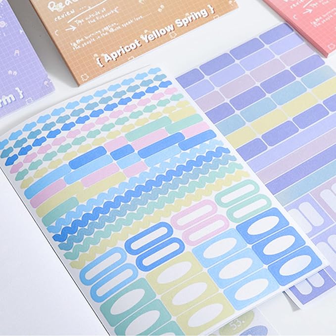 Blue Colorful Label Sticker Scrapbooking Supplies for Junk Journal, 20 Sheets Stickers - Ephemera Stickers Book(TZ-012-003)