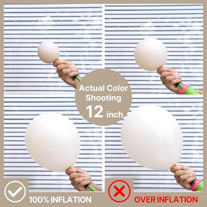 PartyWoo White Sand Balloons 100pcs 12 Inch Off White Beige Cream Ivory Boho Neutral Latex Balloons for Wedding Graduation Baby Shower Anniversary Engagement Birthday Party Decorations White-F12
