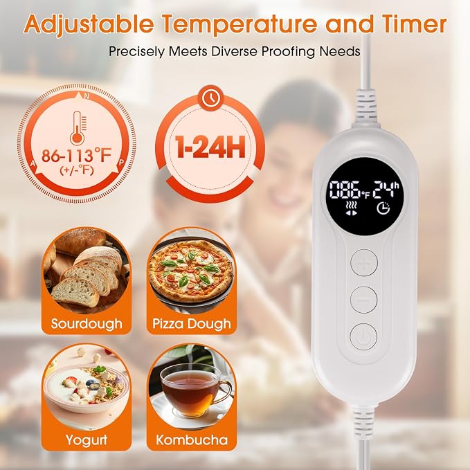 Foldable Proofing Box for Sourdough Bread Baking,Bread Proofers with Temperature Timer Controller (86-113℉),Space-Saving Bread Proofing Box,Dough Proofer with Metal Rack,Warmer for Sourdough Starter