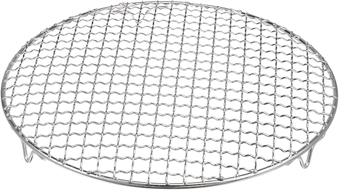 HARFINGTON Round Cooking Rack 10.6-inch 201 Stainless Steel Cross Wire Barbecue Grill Net with 20mm Legs for Cooking Baking Steaming BBQ