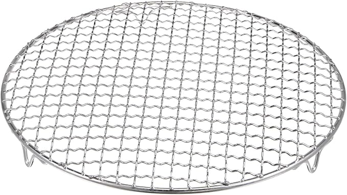 HARFINGTON Round Cooking Rack 10.4-inch 201 Stainless Steel Cross Wire Barbecue Grill Net with 20mm Legs for Cooking Baking Steaming BBQ
