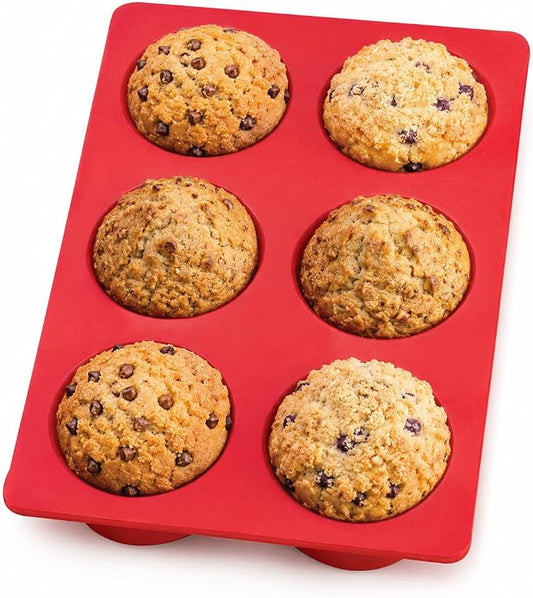 Mrs. Anderson's Baking Silicone 6-Cup Jumbo Muffin Pan, Non-Stick European-Grade Silicone