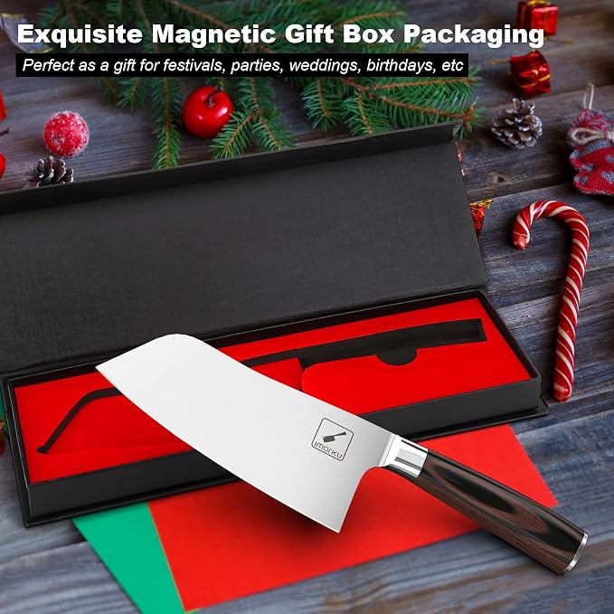 imarku Kitchen Knife, 7 Inch Ultra Sharp Butcher Knife - Japanese SUS440A Stainless Steel Meat Cleaver with Ergonomic Handle, Meat Knife for Home, Kitchen, Restaurant
