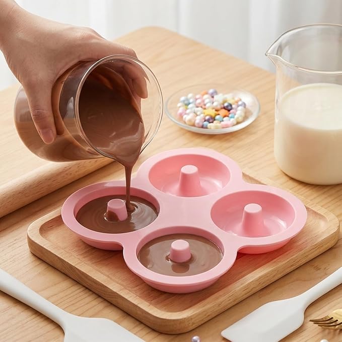 4 Cavity Donut Silicone Chocolate Molds Doughnut Pan Baking Mold For Chocolate Candy