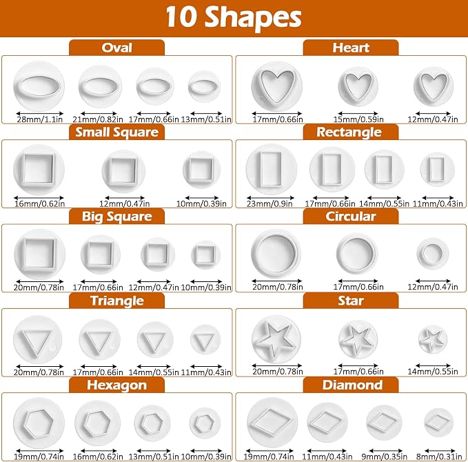 35 Pcs Mini Cookie Cutters Set, Small Cookie Cutter for Fondant Tools & Clay Cutters, Fondant Molds & Stamps (Heart Star Circle Square Prism Triangle Hexagon Rectangle Oval)