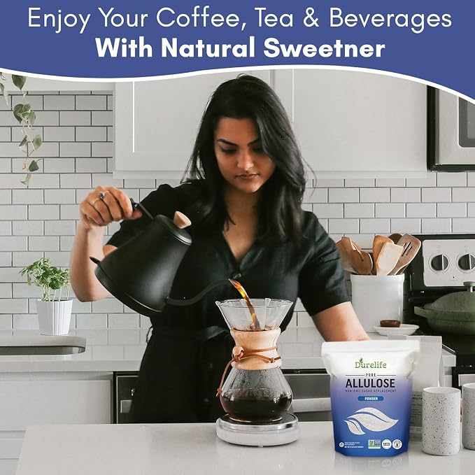 Durelife Allulose sweetener, 10 lb 100% Pure No Erythritol powdered Sugar Substitute, NON-GMO Project Verified, Keto Certified, OU kosher, No Fillers, Zero Calories sugar alternative 10 Lbs