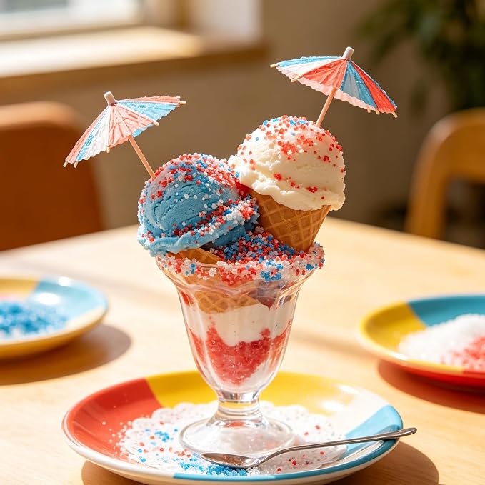 Twisweet Patriotic Sprinkles for Cake Decorating, 4th of July Red White and Blue Sanding Sugar, Edible Sugar Crystals for Baking, Cupcake Topper Cookie Ice Cream Donut Decoration, Independence Day Birthday Festival Supplies (150g/5.3oz)