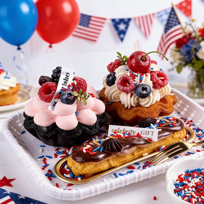 Red White and Blue Sprinkles for Cake Decorating, 4th of July Patriotic Sprinkles with Sanding Sugar Jimmes Stars for Ice Cream Cupcakes Brownie Cookie Baking Topping