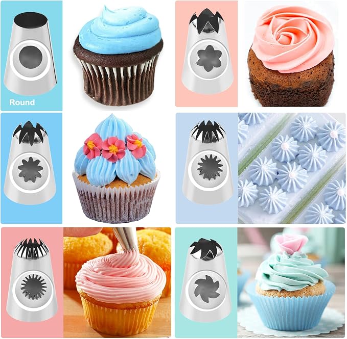 12PCS Large Piping Tips Set with Pastry Bag, Cake Decorating Tips for Cookie Cupcake Cake
