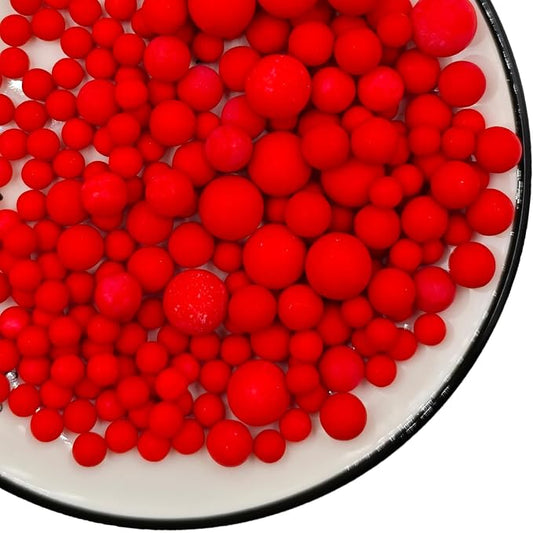 Mixed Edible Red Pearl Sugar Sprinkles, 4.23 oz Candy Pearls Ideal for Baking, Cake and Cupcake Toppers, Cookie Decoration, Ice Cream Topping (7,10,14mm)
