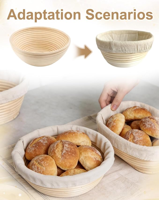 6 Pack Banneton Basket Liner Covers 10 Inch Round Bread Proofing Liners, Reusable Cotton Fabric Cloths for Dough Rising Baking, Home Kitchen Sourdough Proofing Basket Accessories