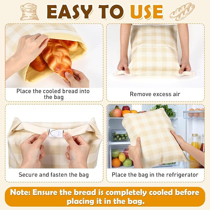 2 Pcs XL Beeswax Bread Bags for Sourdough Reusable 13” x 17” Large Bread Bags with Improved Beeswax Coating Food Wraps for Mother's Day Homemade Loaf Fresh Freezer(Yellow White Checkered)