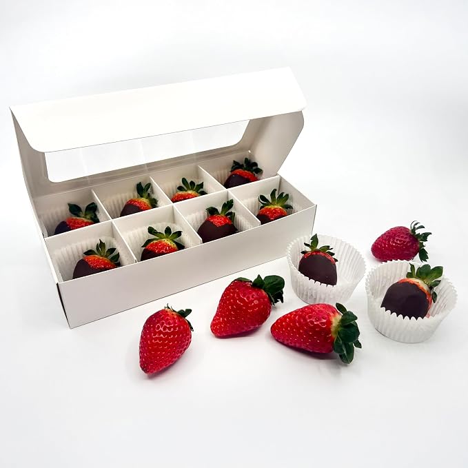 Treat Boxes - 20 ct 8.75 x 4.5 x 1.9 in Bakery Boxes with Windows and Dividers for Candy, Cookies, Cupcakes, or Bakery Desserts - Chocolate, Treats, and Baked Goods Packaging for Gifting
