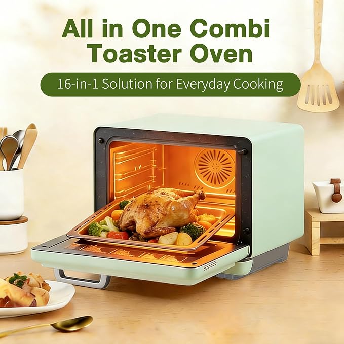 ROBAM Toaster Air Fryer Oven Combo, Countertop Convection Cooker with Bake & Fry, 1.2 Cu.Ft Large Capacity Combi Steam Oven, 32 Preset Recipes, Smart Touch Precise Temp Control, Multi-Stage CT767