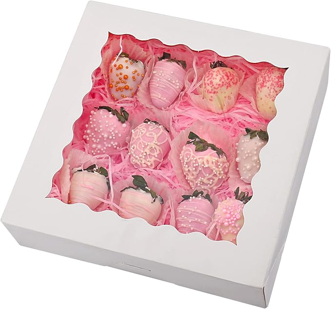 Tcoivs 20-Pack Pie Boxes with Window, 9" x 9" x 2.5", Auto-Popup Cookie Boxes, White Bakery Boxes for Muffins, Donuts and Pastries
