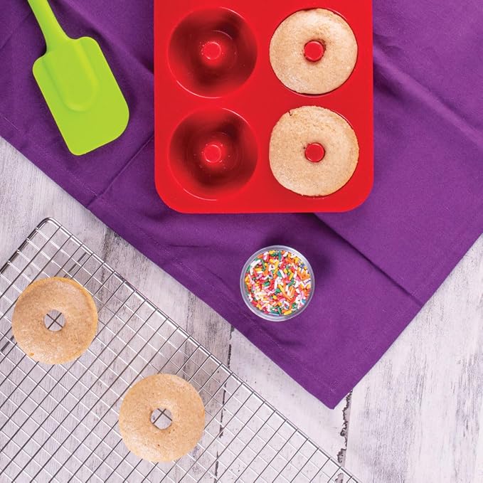 Mrs. Anderson's Baking Silicone Donut Pan, 6 Cup, European-Grade Silicone Bakeware, For Donuts And Dessert Rings