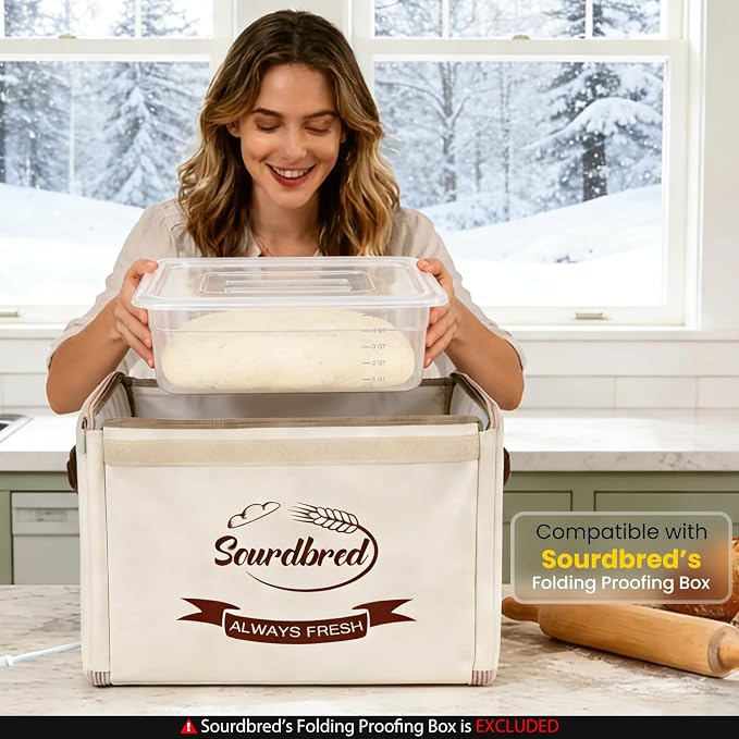 Dough Proofing Container, 10Qt Large Capacity Holds Up to 13.2Lb of Dough, BPA-Free Tray with Lid Dough Rising Box for Bread, Sourdough, Pizza Dough Stackable Dough Container(Clear 2 Pack)