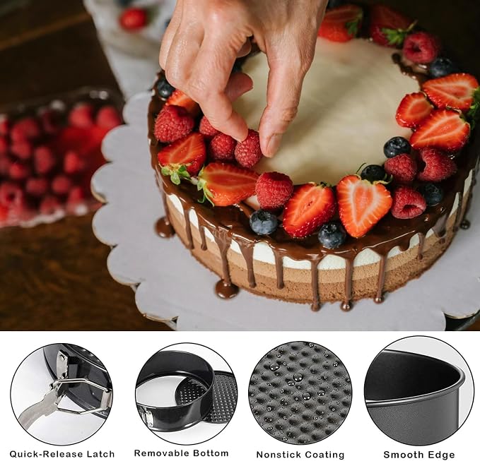 Springform Pan Set - Nonstick Cheesecake Pan with Removable Bottom, Leakproof Protector, 10 Parchment Paper Liners (9INCH ROUND)