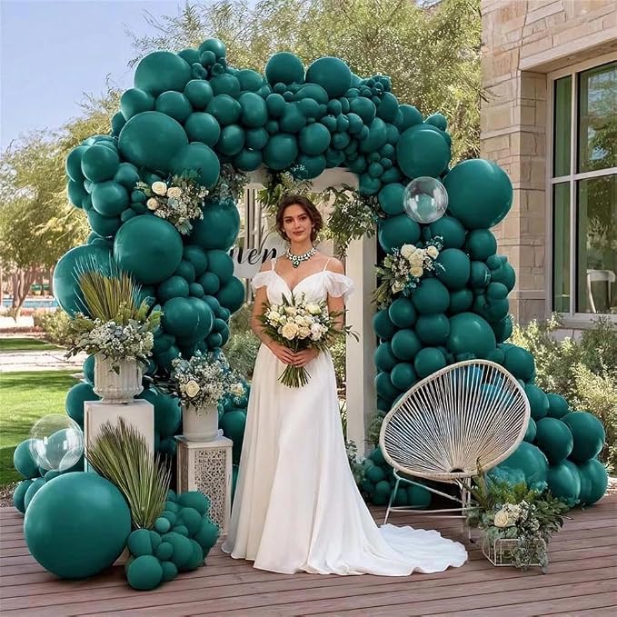 Teal Balloon Garland Arch Kit Double Stuffed, Dark Turquoise Teal-Green Aqua Balloon Different Sizes 18/12/5 Inch for Baby Shower Birthday Wedding Bridal Summer New Year Party Decoration