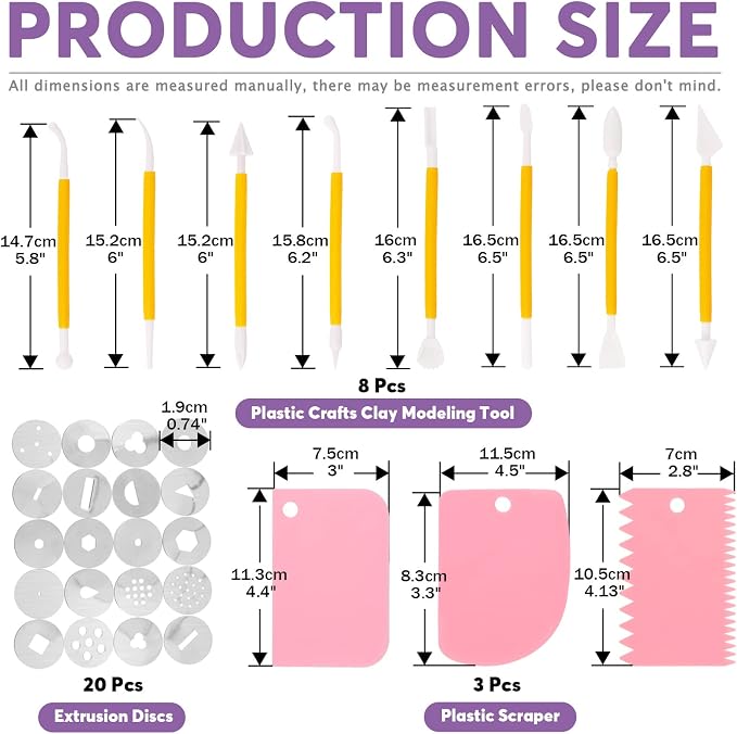 Swpeet 36Pcs Blue Clay Extruder Gun Fondant Sugar Paste Extruder Clay Cake Sculpture Gun, Ball Stylus Dotting Tool with Plastic Scraper, Cake Decorating Supplies Modeling Tool
