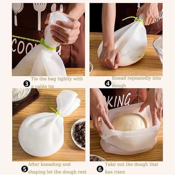 Reusable Food-Grade Silicone Dough Kneading Bag, Non-Slip Flour Mixing Tool, Versatile Bread Pastry Pizza Tortilla Kneading Bag