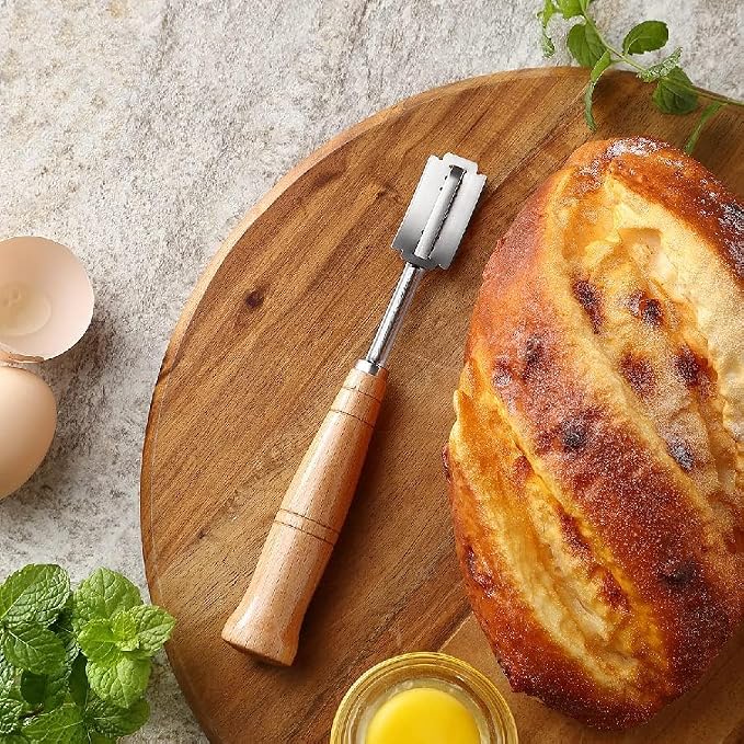 Saint Germain Bakery Round Banneton Proofing Basket and Bread Lame Set – 9 Inch Natural Rattan Bread Basket with Liner, 10 Blades & Leather Cover – Sourdough Baking Kit Gift for Beginners and Bakers