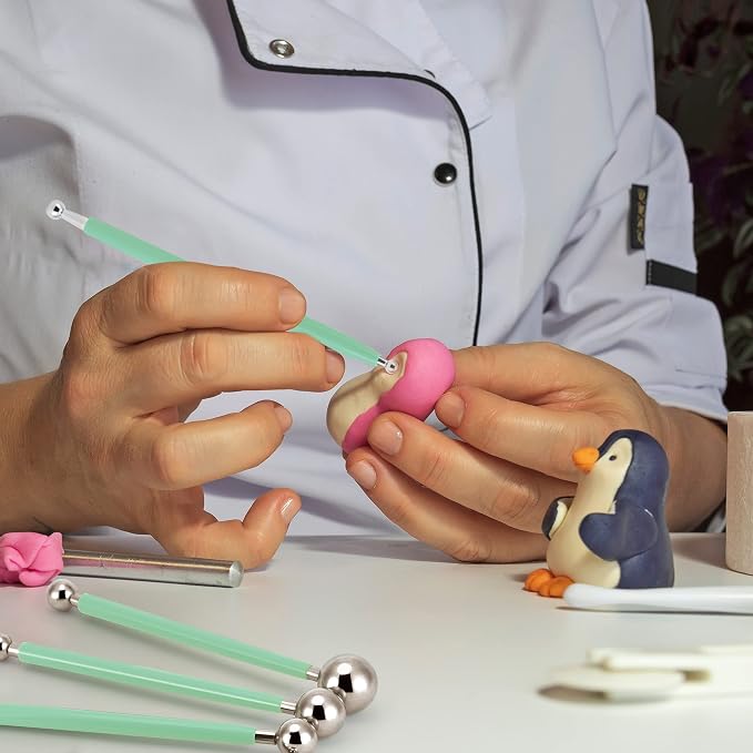 Cake Decorating Metal ball Fondant Pan Flower Clay Sugar Craft Ball Model DIY Tool (Light green)