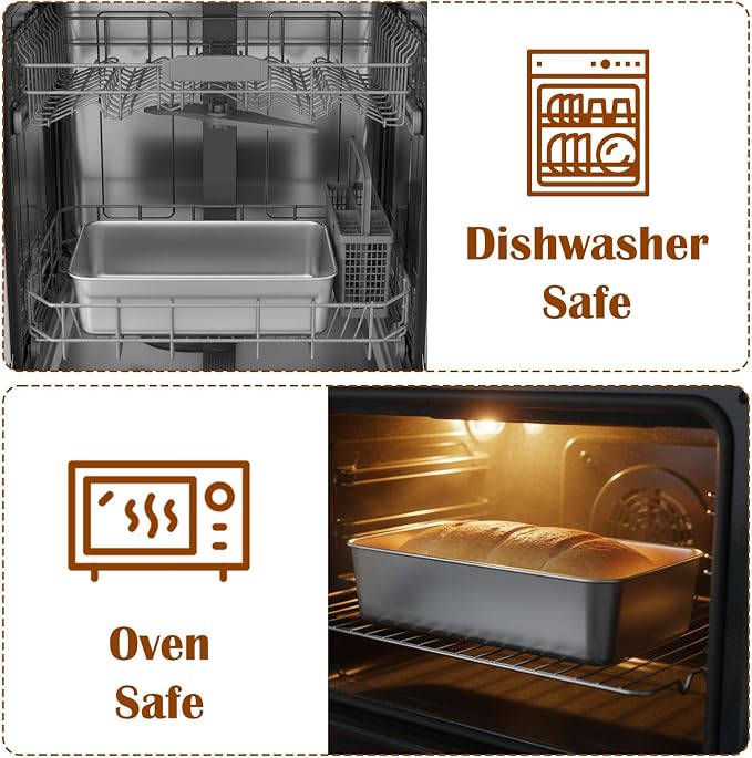 8 Pack Loaf Pan Set, 9x5 Inch Bread Loaf Pans for Baking Bread Stainless Steel Meatloaf Toast Baking Pans for Homemade Brownies Pound Cake, Oven & Dishwasher Safe